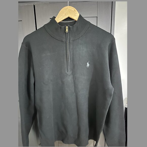 NWOT RALPH LAUREN POLO Pullover Quarter Zip Sweater BLACK Mens XXL 100% Cotton - Picture 1 of 1
